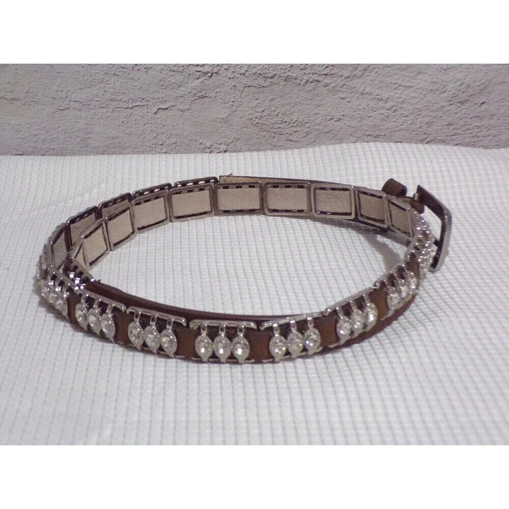 Nocona‎ Bling Belt Silver Leather Adjustable Accents 28